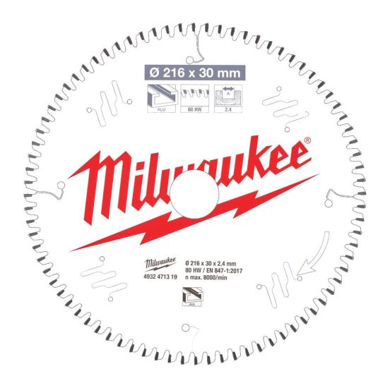 Milwaukee Rundsavklinge MS Alu216x30x2,4x80 - 4932471319
