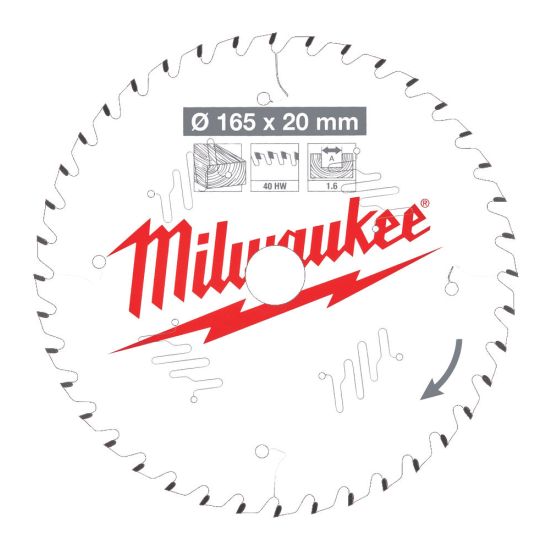 Milwaukee Rundsavklinge W165x20x1.6x40 - 4932471932
