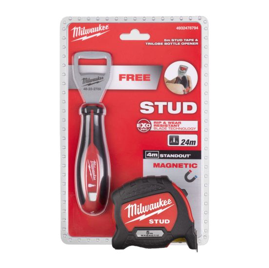 Milwaukee STUD målebånd 5m inkl. Tri-Lobe oplukker - 4932478794