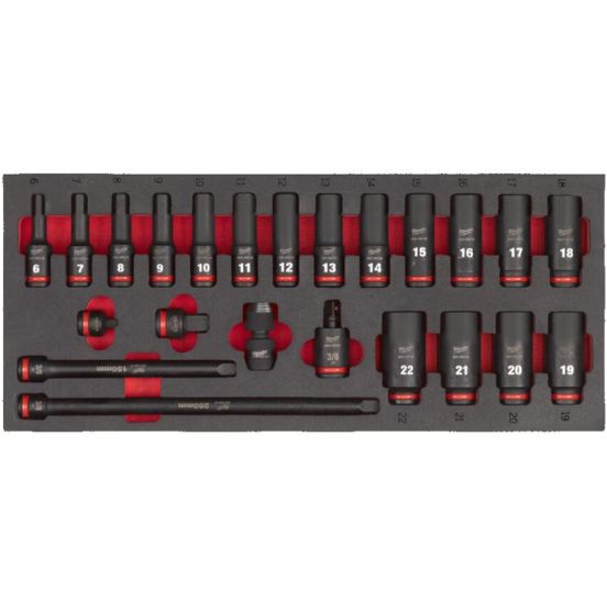 Milwaukee Slagtoppesæt I skum 3/8 l 23 dele - 4932493390