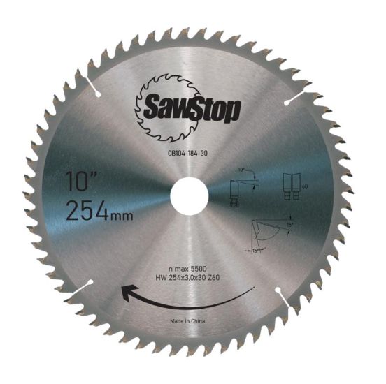 SawStop rundsavsklinge 60-tands til bordsav – 254mm/30mm - CB104-184-30