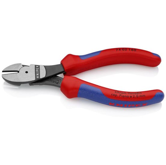 Knipex Kraft-skævbider sort atramenteret, med flerkomponent-håndtag 160 mm - KN-7402160SB