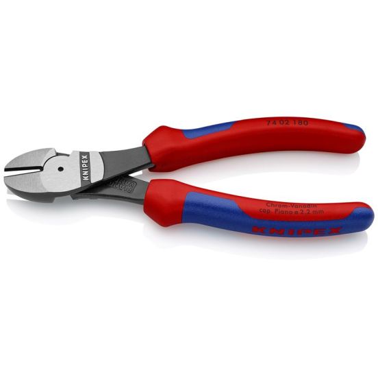 Knipex Kraft-skævbider sort atramenteret, med flerkomponent-håndtag 180 mm - KN-7402180SB