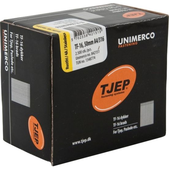 TJEP TF16 50mm Dykker, Rustfri 4A. Box 2.500 stk. - TJ842151