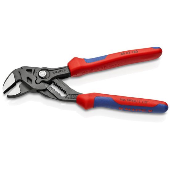 Knipex Tangnøgler tang og skruenøgle i ét værktøj grå atramenteret, med flerkomponent-håndtag 180 mm - KN-8602180SB