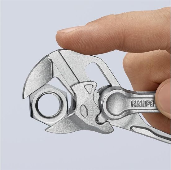 Knipex Tangnøgle XS tang og skruenøgle i ét værktøj forkromet, struktureret, ru overflade 100 mm - KN-8604100BK