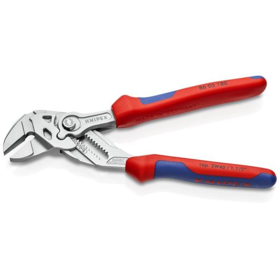 Knipex Tangnøgle tang og skruenøgle i ét værktøj forkromet, med flerkomponent-håndtag 180 mm - KN-8605180SB