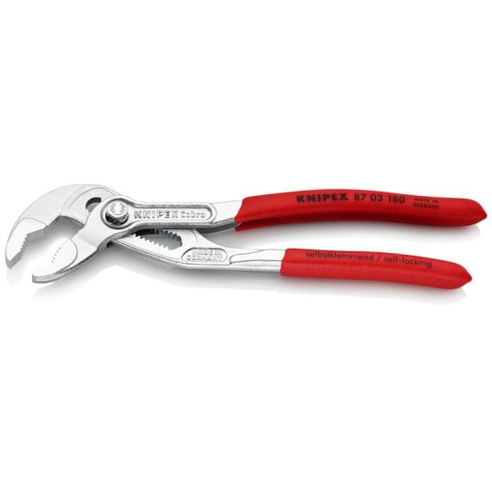 Knipex Cobra® Hightech vandpumpetang forkromet, betrukket med skridhæmmende kunststof 180 mm - KN-8703180