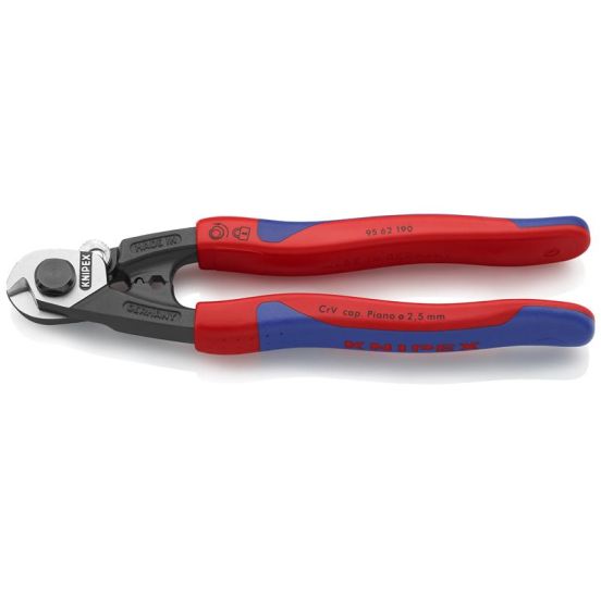 Knipex Stålwiresaks smedet med flerkomponent-håndtag 190 mm - KN-9562190SB