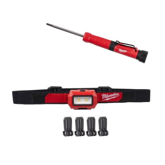 Sæt af Milwaukee pandelampe HL2-LED og Multi-Bit skruetrækker - SET4933471286