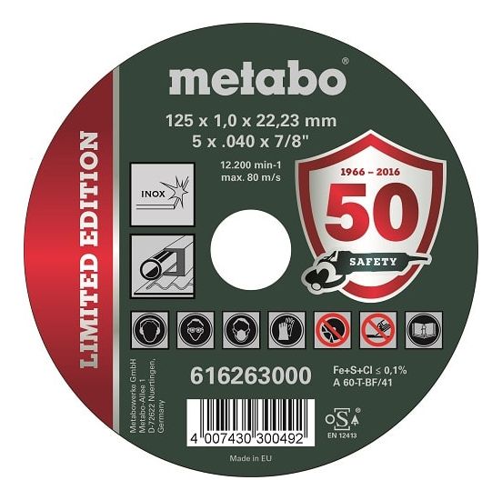 Metabo Skæreskiver INOX 125x1,0x22mm 1 stk. - 616263000