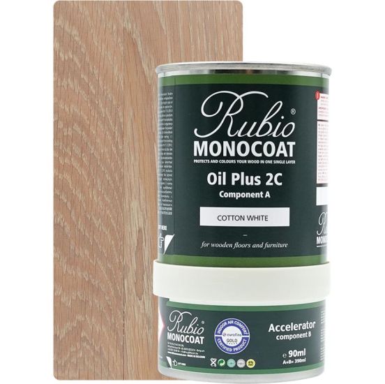 Rubio Monocoat olie Plus 2C Cotton White 390 ml inkl. accelerator 90 ml. - RMC-R009134