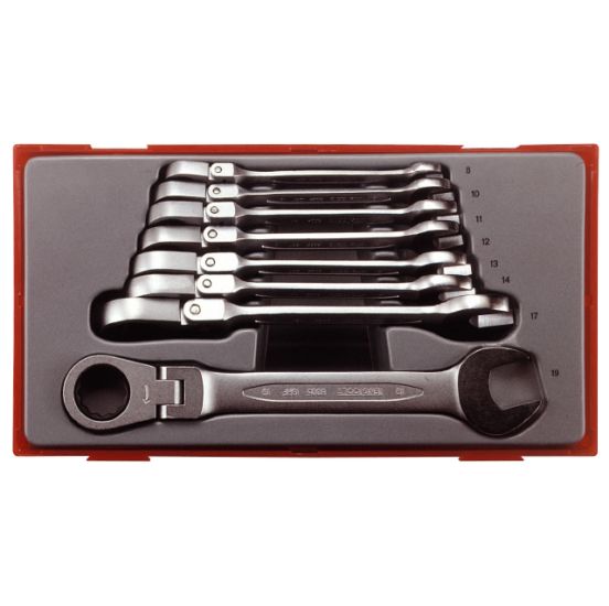 Teng Tools Ringgaffelnøglesæt med led og skralde TT6508RF 8-19mm - 131900102