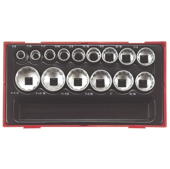 Teng Tools topnøglesæt 1/2" i tommer TT1215AF med 15 toppe 3/8-1 1/4 tomme - 03570306