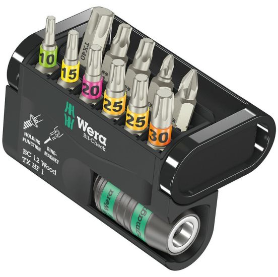 Wera bitssæt Bit-Check 12 Wood TX HF 1, 12 dele - 05057435001
