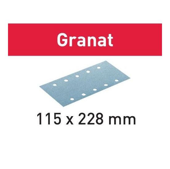 Festool slibeark velcro 115x228mm 10 hul P100 - 100 stk. - Granat - 499632