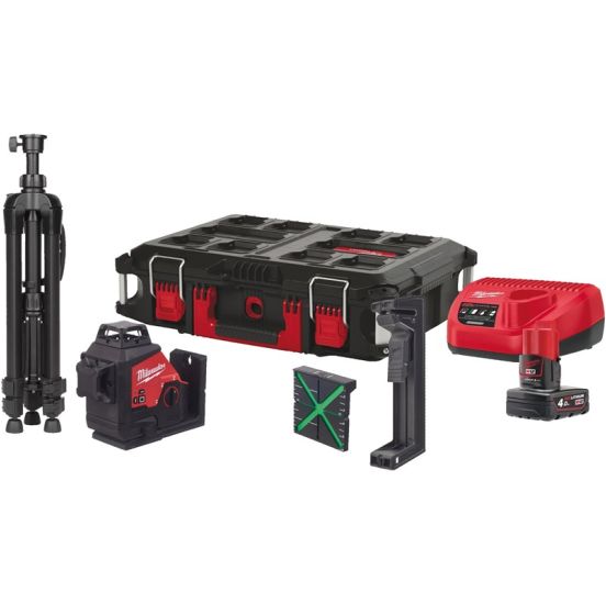 Milwaukee 3PLSKIT-401P Grøn 360° 3-planslaser M12™ - 4933499379