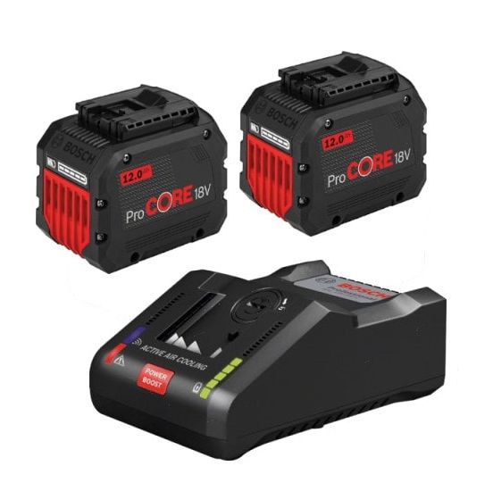 Bosch Start-Sæt: 2x Batteri 18V 12.0Ah og Lader GAL 18V-160 C - 1600A016GY