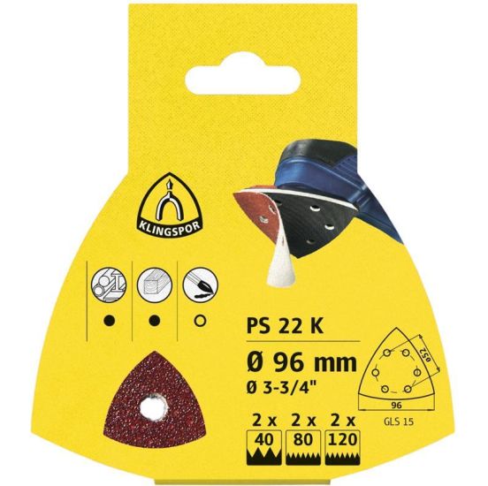 Klingspor Trekant Ø96mm 6h k120 - 5 stk PS22K - KS-241659
