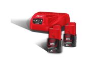 Milwaukee startsæt M12 NRG-302 med batterier og lader 4933451902