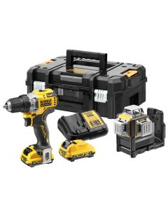 DEWALT 12V sæt med Boremaskine, laser, lader og batteri DW-DCK212D2T-QW