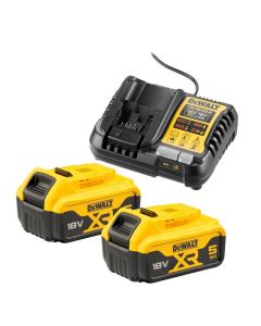 DeWalt batterisæt 18V XR DCB1104P2, 2x5,0 Ah + lader DW-DCB1104P2-QW