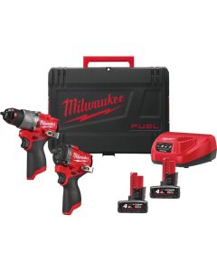 Milwaukee M12 FUEL powerpack med slagboremaskine og slagskruenøgle 4933498741