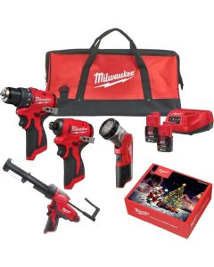 Milwaukee kombokit M12BLPP3A-202B med fugepistol M12 PCG/310C-0 MILWAUKEEPAKKE8