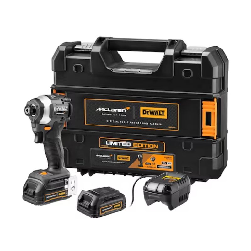 Se Dewalt Slagskruetrækker 18V MCLAREN Powerstack slagskruemaskine 1/4" hos Dorch & Danola A/S