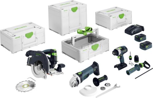 Festool Akku-Combo-Set Træbyggeri HKC 55/TPC 18/AGC 18/TB 137