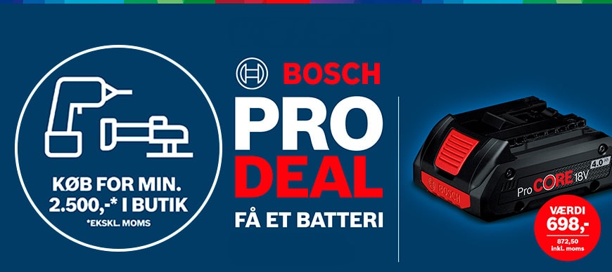 Bosch PROdeal - Køb for 2.500 eksl. moms og få et batteri